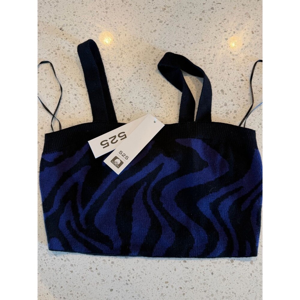 525 Revolve Purple and Black Zebra Knit Crop Top S